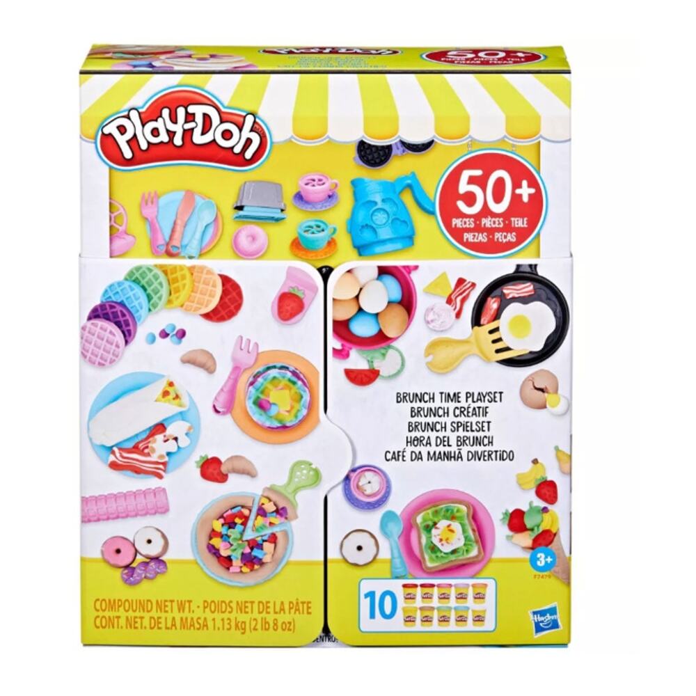 Play-Doh Brunch Time Playset 10 Colors Waffle Maker Egg Mold Toaster Accessories